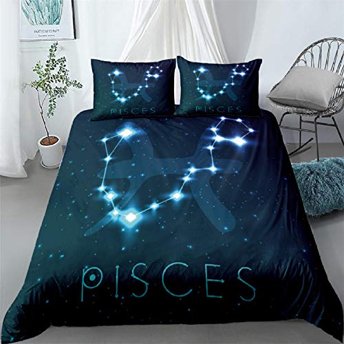 WQIZXCW Bettwäsche-Sets, Fische Bettwäsche 135x200 2teilig, 100% Mikrofaser Bettbezug Set mit Reißverschluss und 1 Kopfkissenbezug 80x80 cm