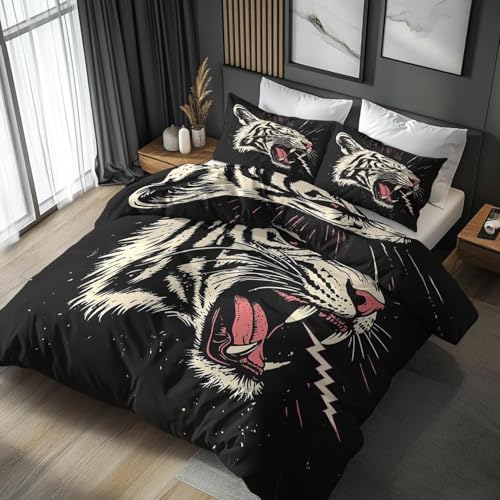 TMMDH Bettwäsche 200x200 Bettbezug Ver Jahreszeiten Bettwäsche-Sets Leopard Muster Bequem Kinder Bettwäsche Set für Jugendliche Schlafzimmer Dekor mit 2 Kissenbezüge 80x80 cm