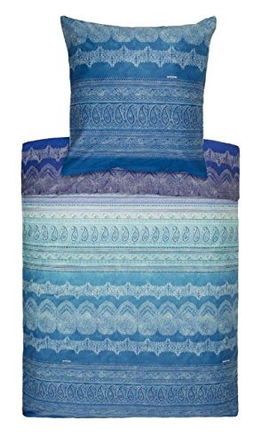 Bassetti BRUNELLESCHI Bettwäsche + 1 Kissenhülle aus 100% Baumwollsatin in der Farbe Türkis V2, Maße: 135x200 + 1 K 80x80 cm - 9285873