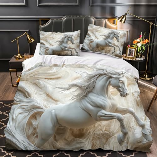 Kinder Bettwäsche 135x200 3teilig Pferd Personalisiertes bettbezug Schlachtross Druck Microfaser Bettbezüge und Kissenbezug 80x80cm mit Reißverschluss Pflegeleicht Kinder Bettwäsche 135x200 3teilig Pferd Personalisiertes bettbezug Schlachtross Druck Microfaser Bettbezüge und Kissenbezug 80x80cm mit Reißverschluss Pflegeleicht
