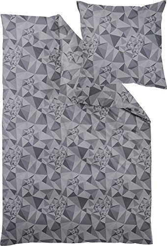 Curt Bauer Tara 2542 Mako-Brokat-Damast Bettwäsche 155x220 + 1x 80x80 - 1067 stahlgrau