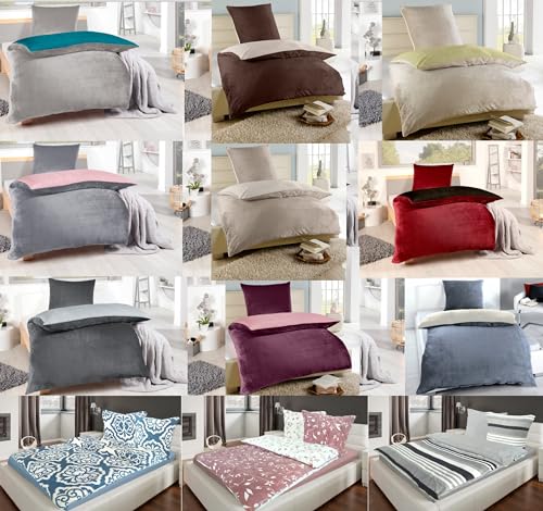 MB Warenhandel24 Bettwäsche 135x200 + 80x80 cm Winter Microfaser Flausch Fleece Thermofleece warm Cashmere Touch Teddy Coral Fleece 2 TLG teilig (Anthrazit/Türkis, ca. 135x200 + 80x80 cm)