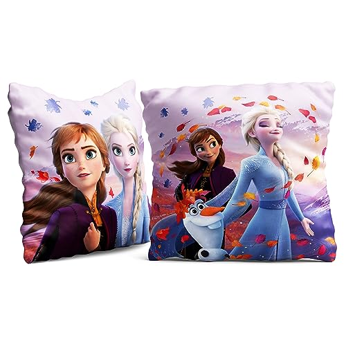 Frozen Die Eiskönigin Kissen Dreamteam 40cm x 40cm Dekokissen Kuschelkissen Wendekissen Kinderkissen Schmusekissen Kopfkissen Anna Elsa Sven Kristoff Disney Vorder- und Rückseite zur Bettwäsche