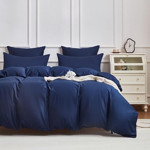 Gezu Mako Satin Bettwäsche 155x220cm Baumwollesatin Bettbezug Blau Petrol 3 Teilig Weich Atmungsaktiv Bettwäsche aus 100% Baumwolle Bettbezug 155x220cm und 2 Kissenbezug 80x80 mit Reißverschluss