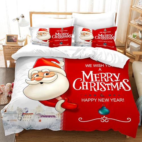 Hoimlm Bettbezug-Set für Weihnachten Mikrofaser Bettbezug mit Kissenbezügen, für Jungen und Mädchen, Weihnachtsdekoration für den Innenbereich (Natalizio C, 135x200cm)