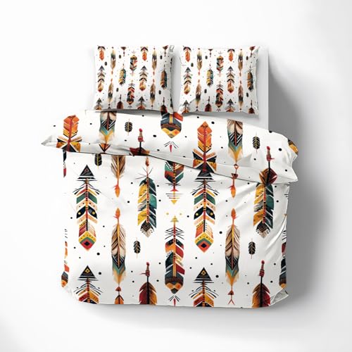 ZyxMehtic Pfeil Bettwäsche 200x200 3teilig, Feder Bettwäsche-Set 200x200, Weich Mikrofaser Wende 1 Bettbezüge 200x200 und 2 Kissenbezug 80x80cm mit Reißverschluss