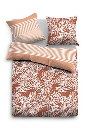 TOM TAILOR 0067616 Bettwäsche Garnitur mit Kopfkissenbezug Baumwoll-Satin Tropic 1x 135x200 cm + 1x 80x80 cm terra