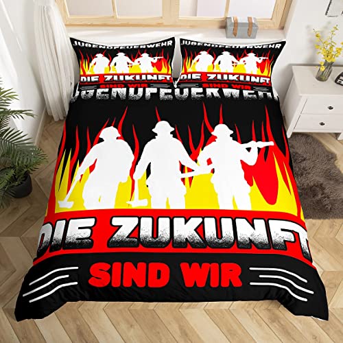 Loussiesd Feuerwehrmann Bettwäsche Set 135x200cm Feuer Engine Betten Set für Kinder Jungen Mädchen Ambulance Bettbezug Set Atmungsaktiv Feuerwehrleute Schwarz Bettdeckenbezug Dekor Loussiesd Feuerwehrmann Bettwäsche Set 135x200cm Feuer Engine Betten Set für Kinder Jungen Mädchen Ambulance Bettbezug Set Atmungsaktiv Feuerwehrleute Schwarz Bettdeckenbezug Dekor