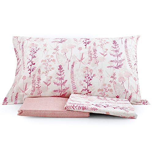 Zucchi Bettwäsche-Set für Doppelbett, Perkal-Baumwolle, Art. ERBARIUM Fuchsia