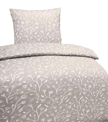 Hochwertige Baumwolle Bettwäsche Blumen Weiß Beige 135x200 80x80cm Set 2 TLG Hochwertige Baumwolle Bettwäsche Blumen Weiß Beige 135x200 80x80cm Set 2 TLG