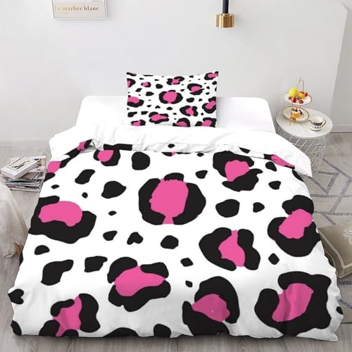 XIKMLSID Pink Leopard Druck Bettwäsche 2-Stück-Set,Mikrofaser,3 D Kunst Kissenbezug Mit Reißverschluss,100% Baumwolle Single?135x200cm? XIKMLSID Pink Leopard Druck Bettwäsche 2-Stück-Set,Mikrofaser,3 D Kunst Kissenbezug Mit Reißverschluss,100% Baumwolle Single?135x200cm?