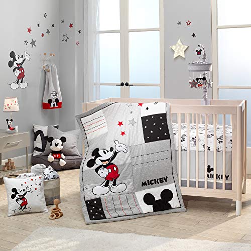 Lambs & Ivy Disney Baby Magical Mickey Mouse 3-teiliges Bettwäsche-Set für Kinderbett, Grau