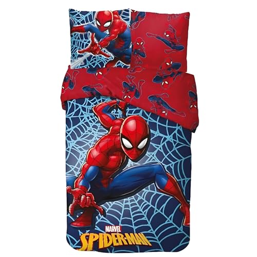 arlis Bettwäsche Spiderman – 1 Bettbezug + 1 Kissenbezug, 100 % Baumwolle (Bettwäsche Spiderman – A, 140 x 200 cm)