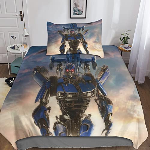YINGD 3D-Transformer-Bettwäsch e-Set für Kinder, Teenager, Jungen, Mikrofaser mit Reißverschluss, Kissenbezüge, Einzelbett, 140 x 200 cm