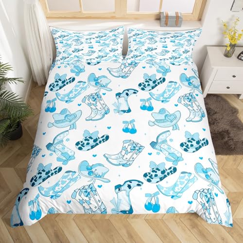 Homemissing Western Dekor Bettwäsche Set 135x200cm Wild Western Cowboy Betten für Jungen Mädchen Rodeo Cowboy Stil Bettbezug Grunge Design Zimmer Dekor hellblau Homemissing Western Dekor Bettwäsche Set 135x200cm Wild Western Cowboy Betten für Jungen Mädchen Rodeo Cowboy Stil Bettbezug Grunge Design Zimmer Dekor hellblau