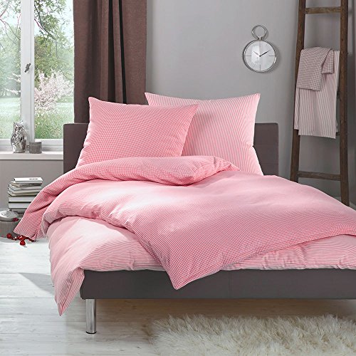 Lorena Feinflanell warme Winter Bettwäsche Streifen Daphne 100% Baumwolle gestreift (Burgund-rot, Garnitur 200 x 220 cm + 2X 80 x 80 cm)