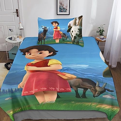 CasCam Heidi Jungen Und Mädchen Girl of The Alps Bettwäsche-Set 2-teiliges Set Aus Teenager-Bettwäsche-Micr ofiber, 3D-Druck Bettwäsche Mit Kissenbezug Single?135x200cm?