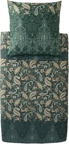 Bassetti MONNALISA Bettwäsche + 1 Kissenhülle aus 100% Baumwollsatin in der Farbe Grün V1, Maße: 135x200 + 1 K 80x80 cm - 9333299