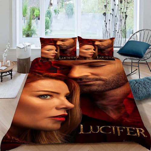 LORDOS Bettwäsche 135x200 Bettwäsche Set 3 teilig bettwäsche Lucifer · 2 Kissenbezug 80x80 + Bettbezug 135x200 cm