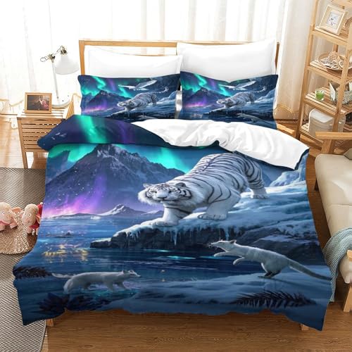 CHUIYUFULAN Tiger Bettbezug Bettwäsche Set Kinderbettwäsche Reißverschluss Mit Kissenbezug, Betten Set Für Jugendliche Kinder Schlafzimmer Single?140x200cm?