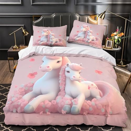 VOXYTMLWG Pink Flowers Pflegeleicht 3D-Gedruckter Botanical Bettdeckenbezug Bettwäsche-Set dreiteiliger Zip Verschluss Atmungsaktiv for Jungen,Teen Jungen,Frauen,Teenager Single?135x200cm?