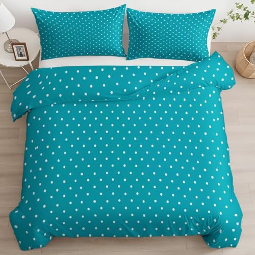 Bettwäsche 135x200 Punkte Bettwäsche-Sets 135 x 200 3 Teilig 3D Blaue Geometrische Formen Bettbezüg Weich Mikrofaser Bettbezug mit Reißverschlus und 2 Kissenbezug 80x80cm b.818