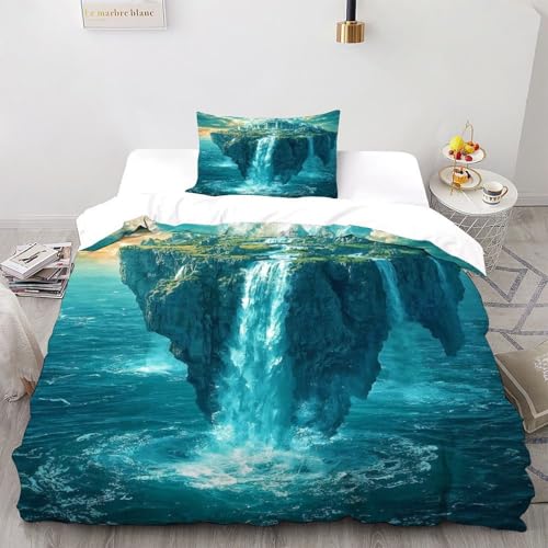 SOJFGSNAJ Insel Wasserfall Bettwäsche Set Totem Für Allergiker - Bettbezug - Bettbezug 1er + Kissenbezug 1er, Mit Reißverschlus Single?135x200cm?