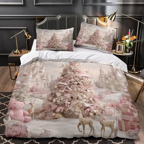 VOXYTMLWG Pink Bows 3D-Gedruckter Bettwäsche-Set dreiteiliger Zip Verschluss Aquarell Nett Bettdeckenbezug Atmungsaktiv Kuschelig for Jungen,Teen Jungen,Frauen,Teenager Double?200x200cm?
