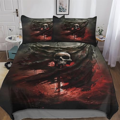 DDFRTYY Totenkopf Pirate Bettwäsche Set 2tlg Mit Kissenbezug Mikrofaser Bettbezüge Bettbezug Für Optimales Schlafklima Für Erwachsene Kinder Single(135x200cm)