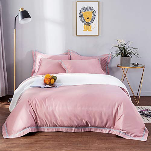 Duvet Deckbetten Betten Seidenbettwäsche Sets Duvet Decket Doppelbett rosa Bettwäsche Set Volles Satin Seiden Bettdecke Abdeckungssets weiche Silky 4 -Stück moderne einfache blau gelb rosa grau (Pink