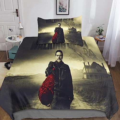 YINGD The Walking Dead 2-teiliges Bettwäsche-Set mit 3D-Bettbezug, Mikrofaser-Bettwäsche-Se t mit Reißverschluss, Einzelbett, 140 x 200 cm