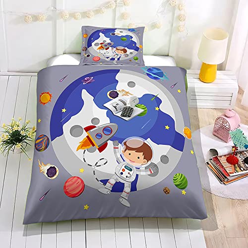 Hiseng Kinderbettwäsche für Mädchen und Jungen, 3D Außenraum Kinder Bettwäsche-Sets mit Kissenbezug, Bettwäsche Set Mikrofaser Bettbezug mit Reißverschluss (120x150cm,Astronaut) Hiseng Kinderbettwäsche für Mädchen und Jungen, 3D Außenraum Kinder Bettwäsche-Sets mit Kissenbezug, Bettwäsche Set Mikrofaser Bettbezug mit Reißverschluss (120x150cm,Astronaut)