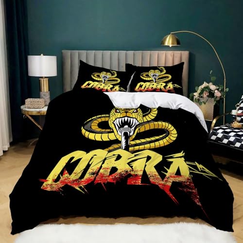 Grunge-Stil Bettwäsche goldene Kobra 135x200 Bettwäsche Set Weiche Mikrofaser Bedruckte Bettbezug mit Reißverschluss und 2 Kissenbezüge für Jungen Mädchen Raumdekor Grunge-Stil Bettwäsche goldene Kobra 135x200 Bettwäsche Set Weiche Mikrofaser Bedruckte Bettbezug mit Reißverschluss und 2 Kissenbezüge für Jungen Mädchen Raumdekor