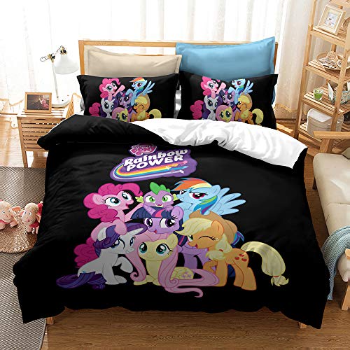 YINGD Bettbezug-Set für Einzelbett und My Little Pony Friendship is Magic, Anti-Falten-Bettwäsche, 200 x 200 cm