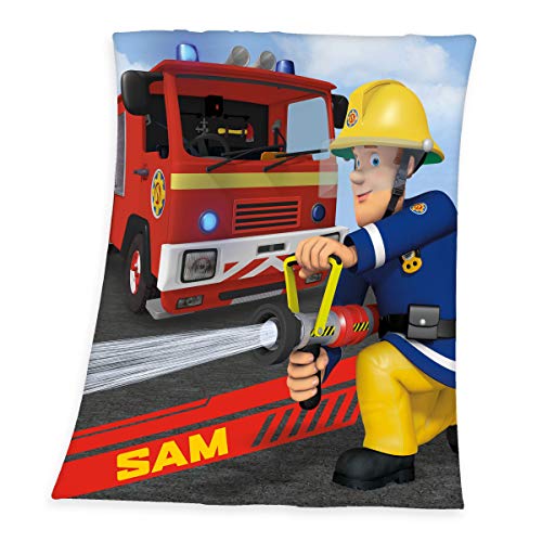 Herding FEUERWEHRMANN SAM Fleece-Kuscheldecke, 130 x 160 cm, Polyester, Mehrfarbig