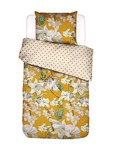 ESSENZA Bettwäsche Rosalee Blumen Baumwollsatin Senfgelb, 135x200 + 1x 80x80 cm