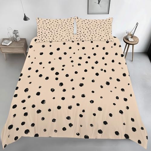 Generisch Tupfen Bettwäsche 140x200, Punkt Wendebettwäsche, Moderne Minimalismus Motiv Bettbezug mit Reißverschluss, Weiche Mikrofaser Bettwäsche Sets 2 Teilig mit 1 Kissenbezug 70x90 G155s