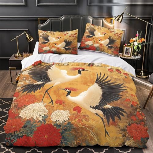 Elegant Blütenmuster 3D Druck Bettwäsche-Set 3 Stück Luxus Swirl Bettdeckenbezug Zip Verschluss Bequem mit Kopfkissenbezug Pflegeleicht Atmungsaktiv for Mädchen,Jungen,Jugendlic he Single?135x200cm?