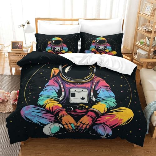 LNDVBEUDK Cartoon Astronaut Bettbezug Set Bettwäsche Set Kinderbettwäsche Reißverschluss Mit Kissenbezügen Betten Set Für Jugendliche Kinder Schlafzimmer Single?140x200cm? LNDVBEUDK Cartoon Astronaut Bettbezug Set Bettwäsche Set Kinderbettwäsche Reißverschluss Mit Kissenbezügen Betten Set Für Jugendliche Kinder Schlafzimmer Single?140x200cm?