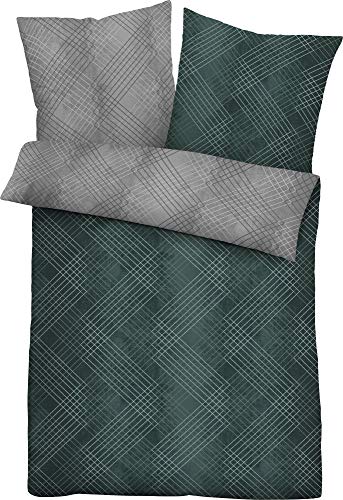 biberna 0636082 Bettwäsche Garnitur mit Kopfkissenbezug Mako-Baumwoll-Satin 1x 135x200 cm + 1x 80x80 cm sturmgrau