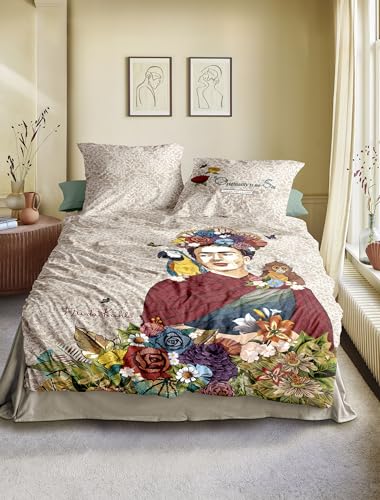 Irisette Mako Satin Bettwäsche I Frida Kahlo I Beige I 135x200