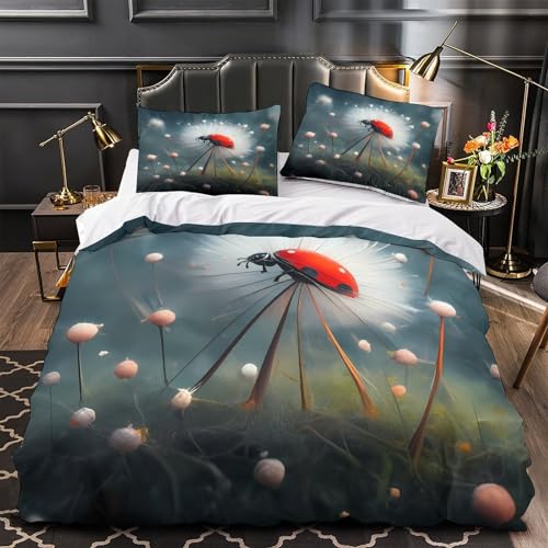 VOXYTMLWG Leopard Mother Hautfreundlich 3D-gedrucktes Wild Animal Bettbezug Bettwäsche 3 Stück mit Reißverschluss Bequem for Erwachsene,Kinder,Männer ,Fans Single?140x200cm?