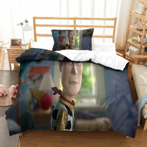 QRWEW Toy Story Bettbezug Set Bettwäsche Kinderbettwäsche-Set Reißverschluss Mit Kissenbezügen Betten Set Für Jugendliche Kinder Schlafzimmer Single?135x200cm?