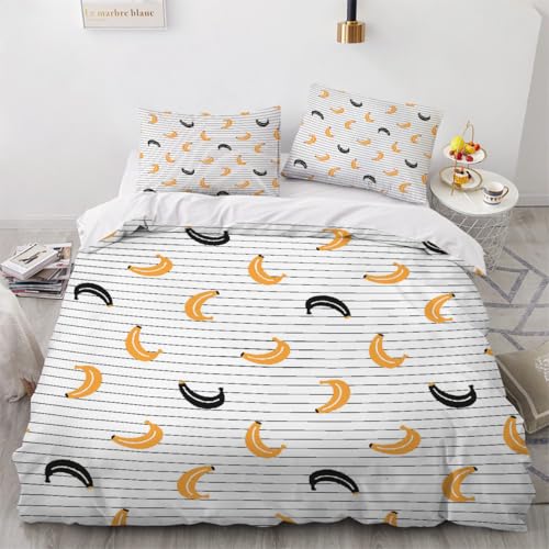 Generisch 3D Banane Bettwäsche 135x200 cm 2teilig Geometrie Bettbezug mit Reißverschluss 100% Mikrofaser Leicht Atmungsaktive Bettwaren Set mit Kissenbezüge 80x80?Muster 127-6?