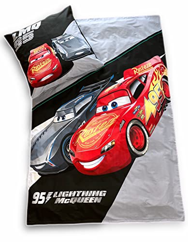 Disney Cars Bettwäsche 80x80 + 135x200 cm 100% Baumwolle mit Reißverschluss