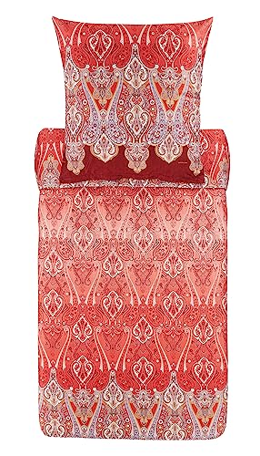 Bassetti RAGUSA Bettwäsche + 1 Kissenhülle aus 100% Baumwollsatin in der Farbe Bordeaux R1, Maße: 155x220 + 1 K 80x80 cm - 9325855