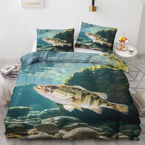 zcwl Fisch Bettwäsche 140x200 Sommer, Angeln Bettbezug Set 2 teilig, Weiche Kuschelige Mikrofaser Bettwäsche-Sets, Wendebettwäsche und 1 Kissenbezug 70x90 mit Reißverschluss zcwl Fisch Bettwäsche 140x200 Sommer, Angeln Bettbezug Set 2 teilig, Weiche Kuschelige Mikrofaser Bettwäsche-Sets, Wendebettwäsche und 1 Kissenbezug 70x90 mit Reißverschluss