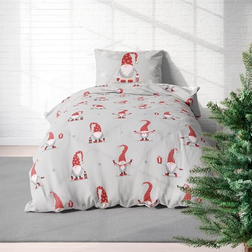 Biber Wichtelfreude Winter Bettwäsche - Rote Weihnachts Bettwäsche 135x200 + 80x80 cm - 100% Baumwolle Winterbettwäsche Wichtelset Geschenk Biber Wichtelfreude Winter Bettwäsche - Rote Weihnachts Bettwäsche 135x200 + 80x80 cm - 100% Baumwolle Winterbettwäsche Wichtelset Geschenk