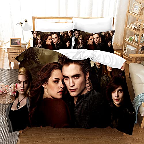 PTNQAZ Fashion Movie Twilight-Bettwäsche-Set, 3D-Bedruckt, Bettwäsche mit Kissenbezug, Tagesdecke, Doppelbett, King-Size-Bett (Doppelbett, 1)