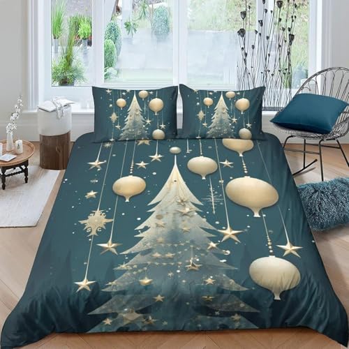 Kinder Mädchen Bettwäsche Set - Bettbezug Mit Reißverschluss,2 Kissenbezug,100% Mikrofaser,3D Digital Print Bettwäsche Set 155X220 Cm Weihnachten - Anti-Allergie Anti-Fading Pflegeleic -46534360527436